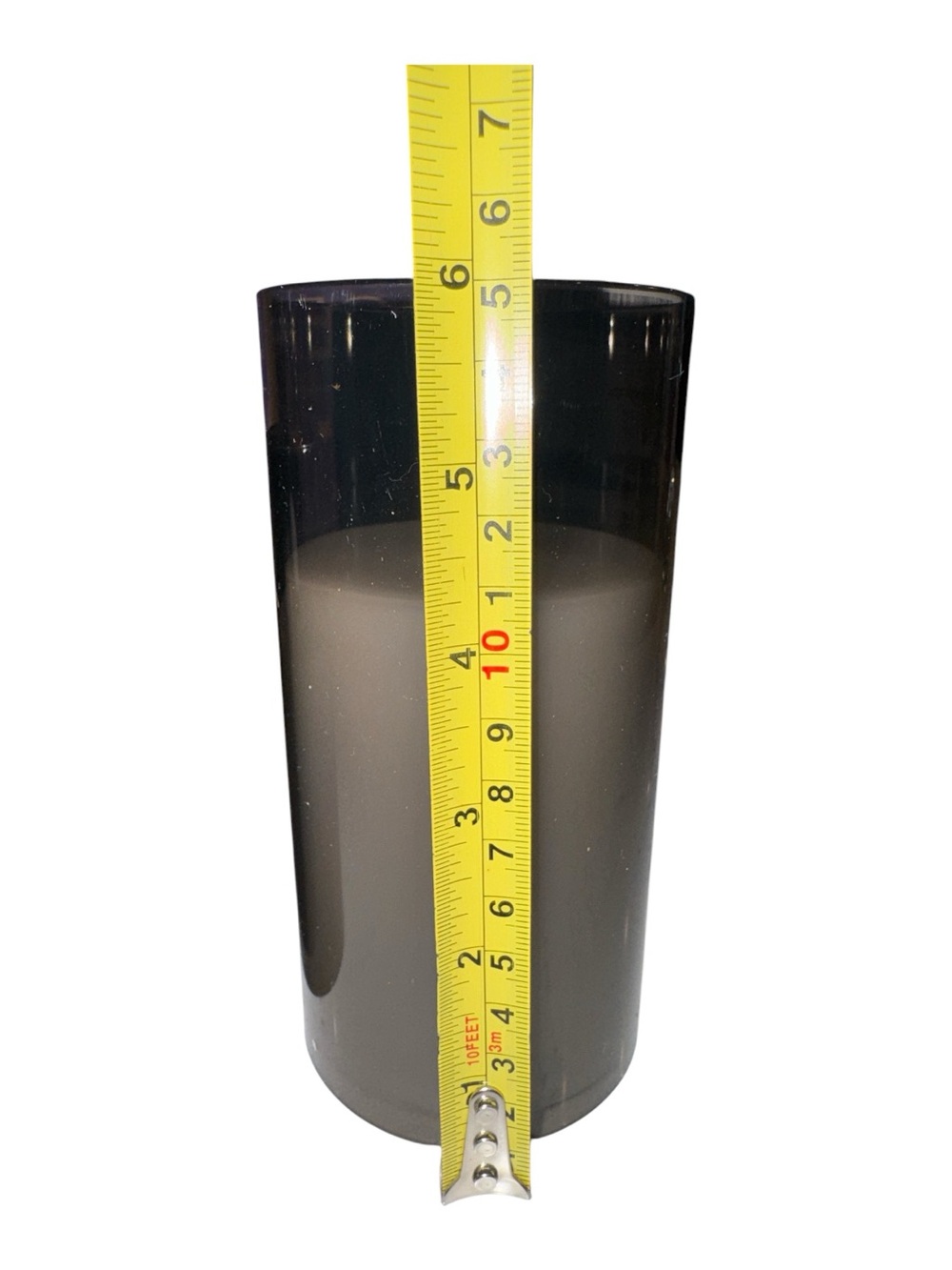 Set of three grey glass flameless LED pillar candles, with remote - Picture 4 of 7
